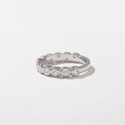 Calla- Round Bezel Unique Lab Grown Diamond Wedding Band