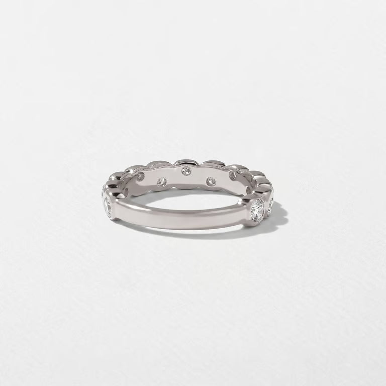 Calla- Round Bezel Unique Lab Grown Diamond Wedding Band