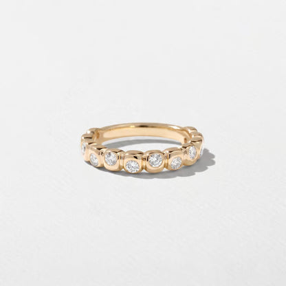 Calla- Round Bezel Unique Lab Grown Diamond Wedding Band