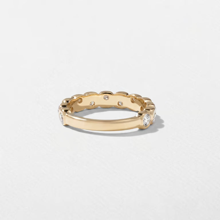 Calla- Round Bezel Unique Lab Grown Diamond Wedding Band