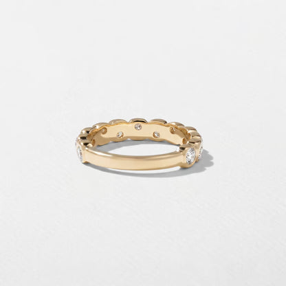 Calla- Round Bezel Unique Lab Grown Diamond Wedding Band