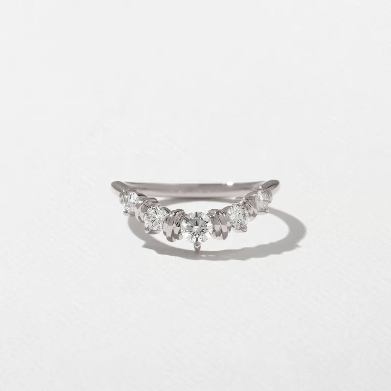 Cerise- Round Cluster with Sculpted Gold Details Lab Grown Diamond Wedding Band