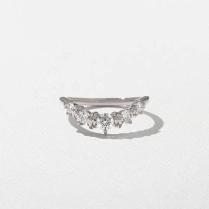 Cerise- Round Cluster with Sculpted Gold Details Lab Grown Diamond Wedding Band