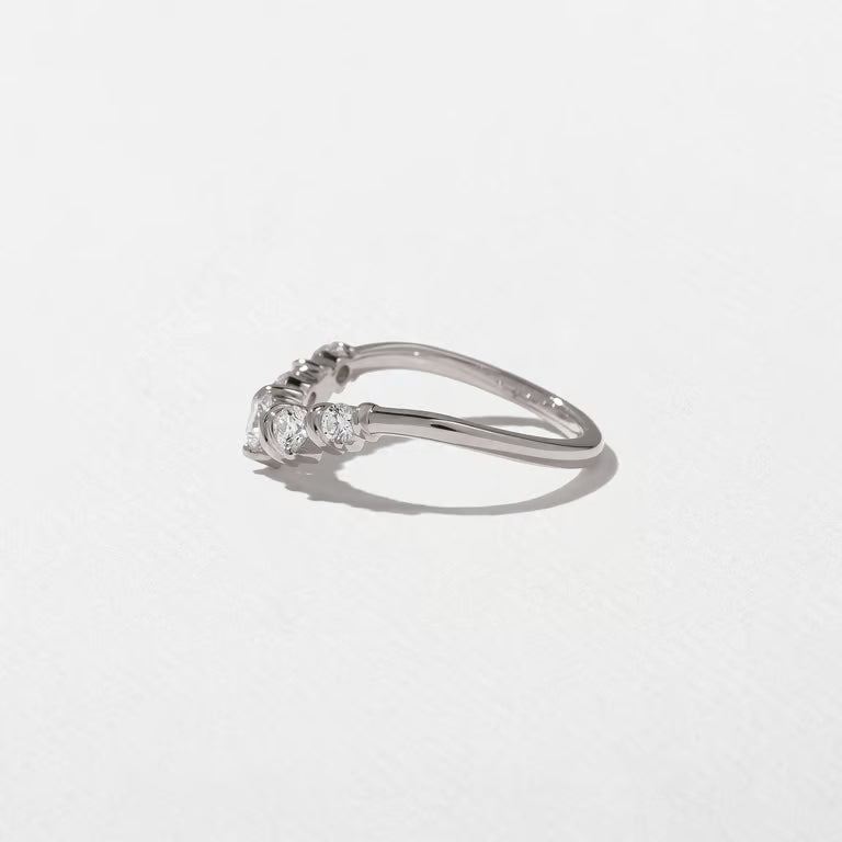 Cerise- Round Cluster with Sculpted Gold Details Lab Grown Diamond Wedding Band
