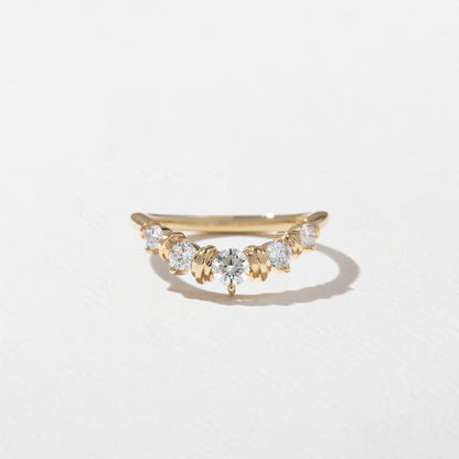 Cerise- Round Cluster with Sculpted Gold Details Lab Grown Diamond Wedding Band