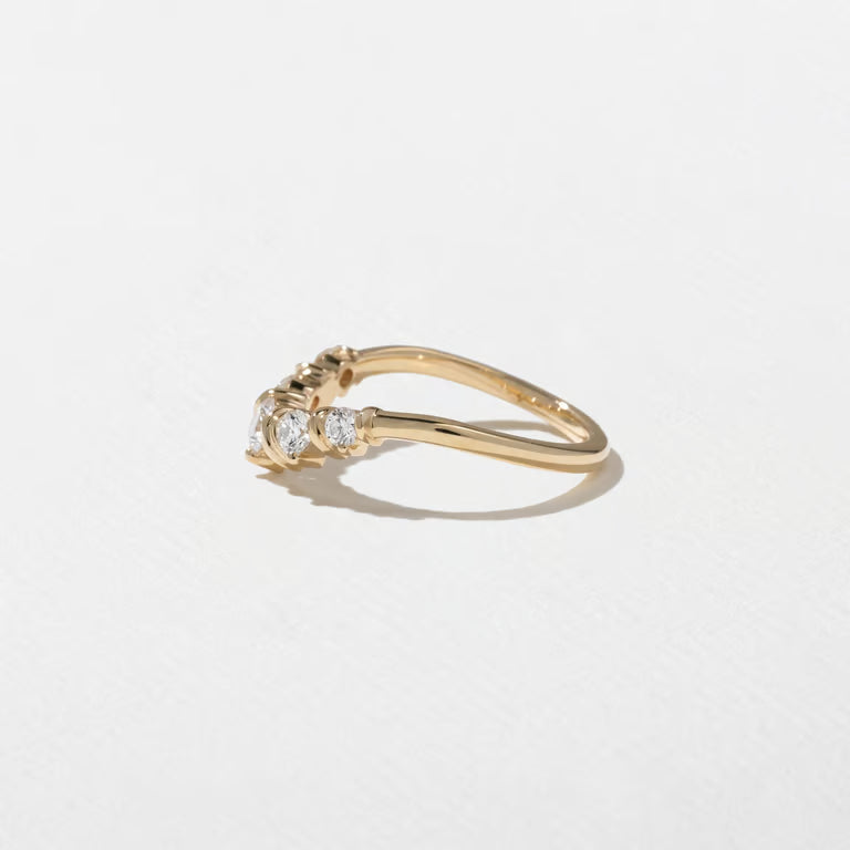 Cerise- Round Cluster with Sculpted Gold Details Lab Grown Diamond Wedding Band