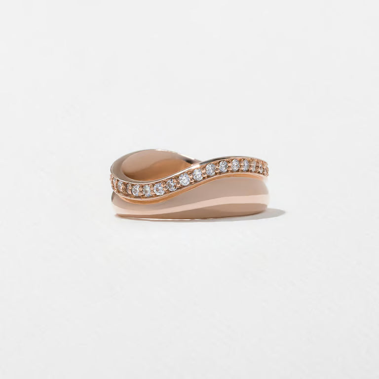 Clementine- Round Wave Bold Lab Grown Diamond Wedding Band