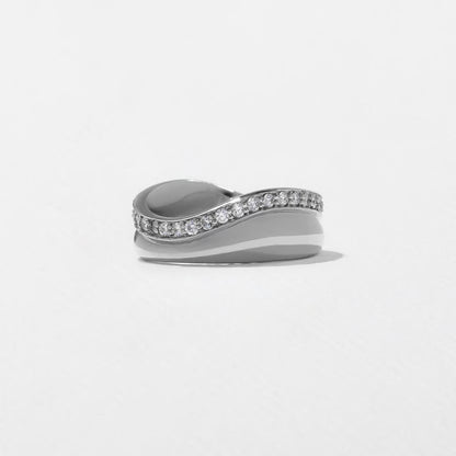Clementine- Round Wave Bold Lab Grown Diamond Wedding Band