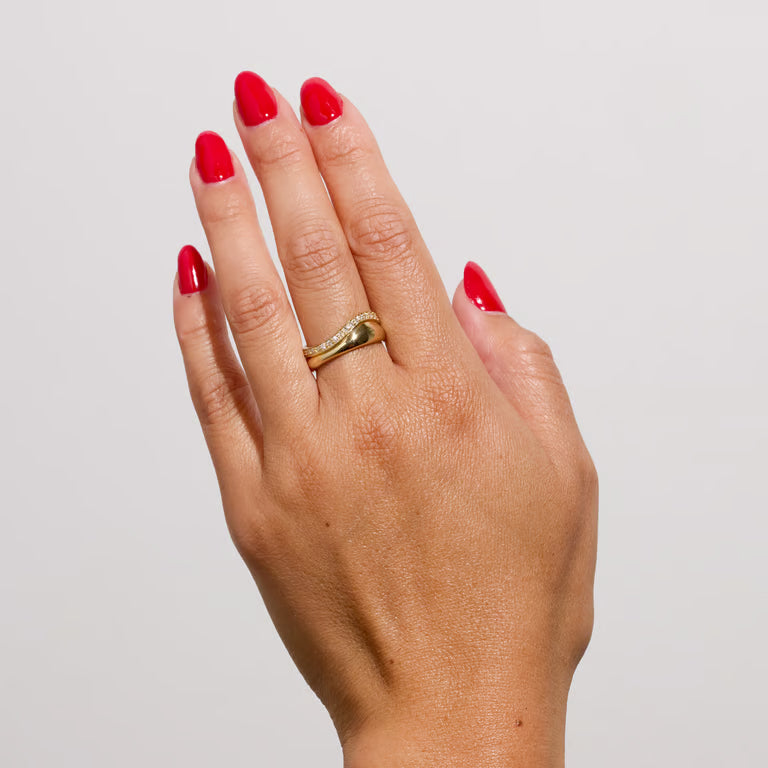 Clementine- Round Wave Bold Lab Grown Diamond Wedding Band