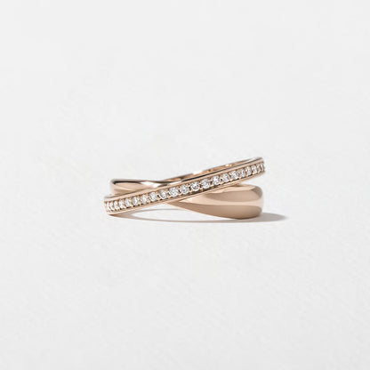 Cyra- Round Criss Cross Lab Grown Diamond Wedding Band