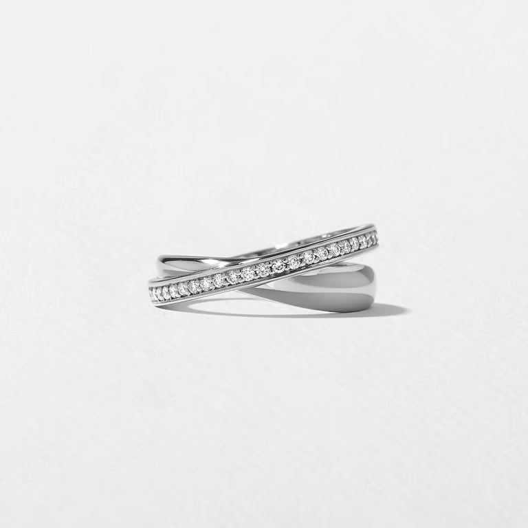 Cyra- Round Criss Cross Lab Grown Diamond Wedding Band
