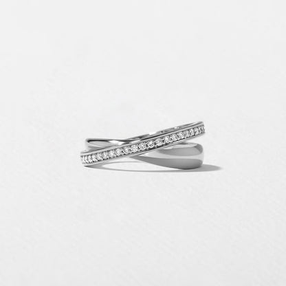Cyra- Round Criss Cross Lab Grown Diamond Wedding Band