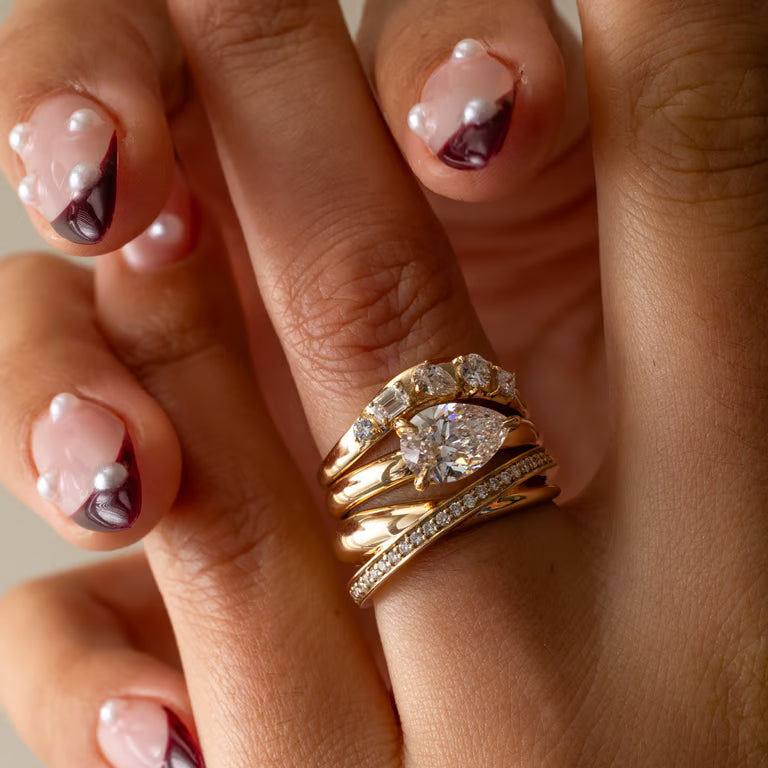 Cyra- Round Criss Cross Lab Grown Diamond Wedding Band