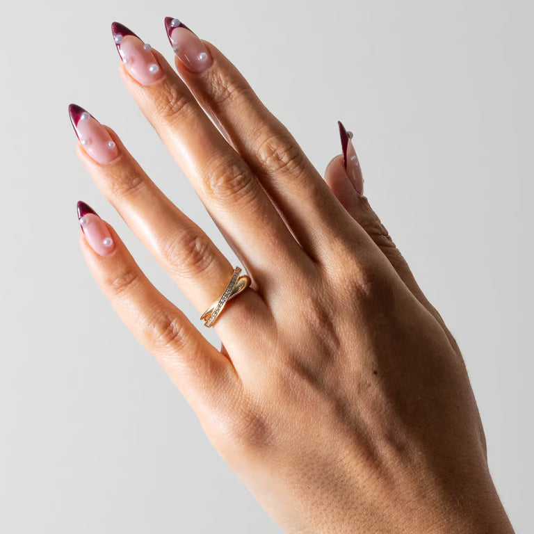 Cyra- Round Criss Cross Lab Grown Diamond Wedding Band