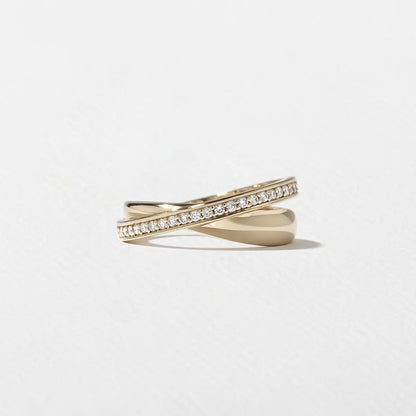 Cyra- Round Criss Cross Lab Grown Diamond Wedding Band