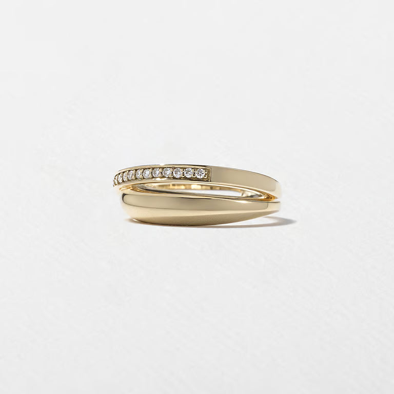 Cyra- Round Criss Cross Lab Grown Diamond Wedding Band