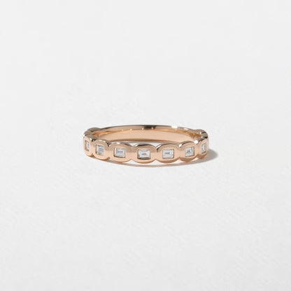 Cyrene- Emerald Bezel Lab Grown Diamond Wedding Band