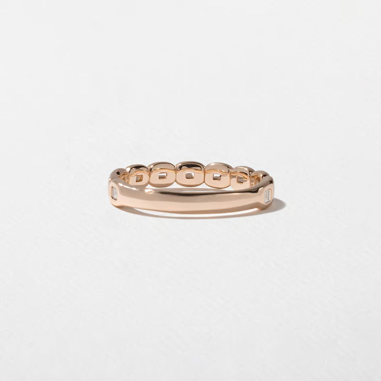 Cyrene- Emerald Bezel Lab Grown Diamond Wedding Band