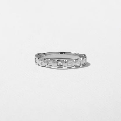 Cyrene- Emerald Bezel Lab Grown Diamond Wedding Band