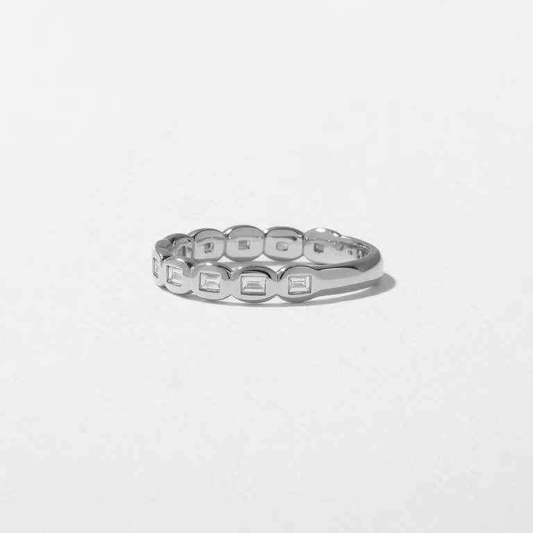 Cyrene- Emerald Bezel Lab Grown Diamond Wedding Band