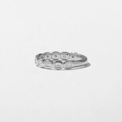 Cyrene- Emerald Bezel Lab Grown Diamond Wedding Band