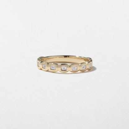 Cyrene- Emerald Bezel Lab Grown Diamond Wedding Band