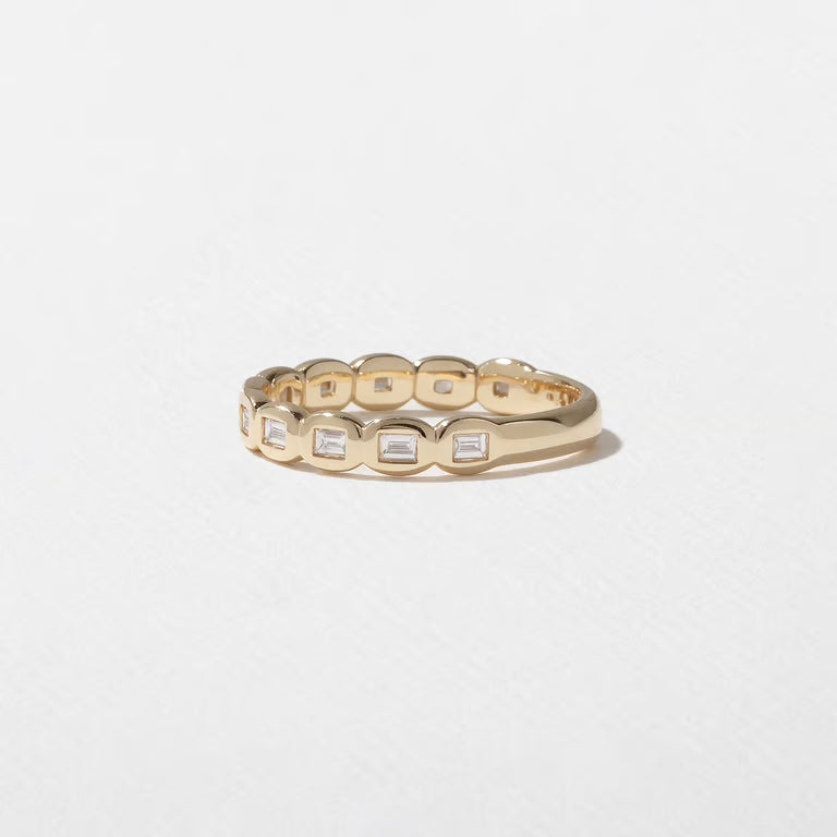 Cyrene- Emerald Bezel Lab Grown Diamond Wedding Band