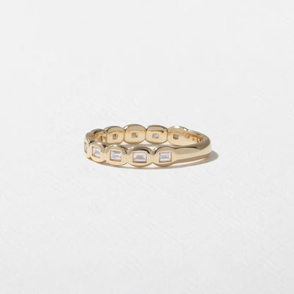 Cyrene- Emerald Bezel Lab Grown Diamond Wedding Band