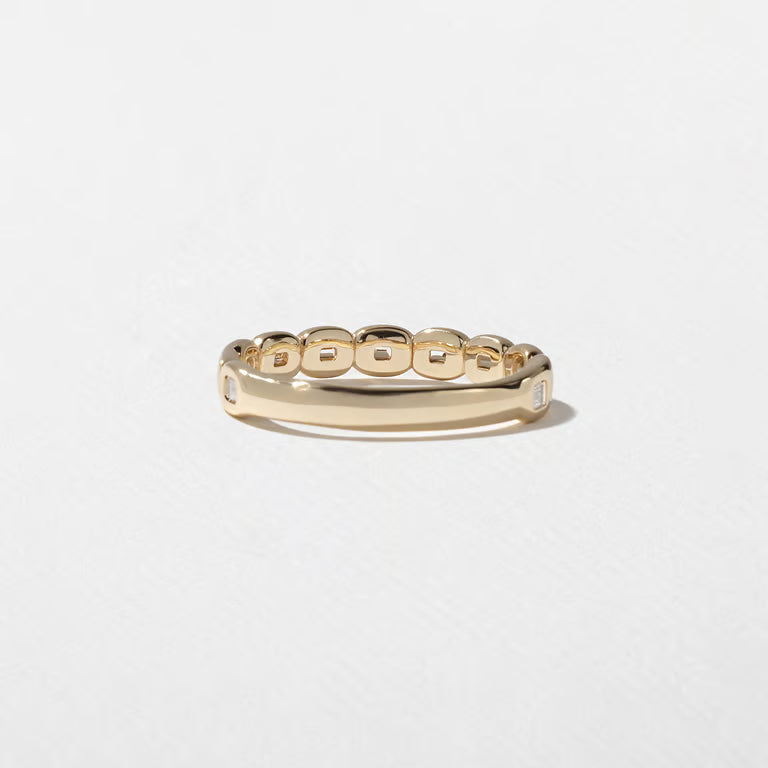 Cyrene- Emerald Bezel Lab Grown Diamond Wedding Band