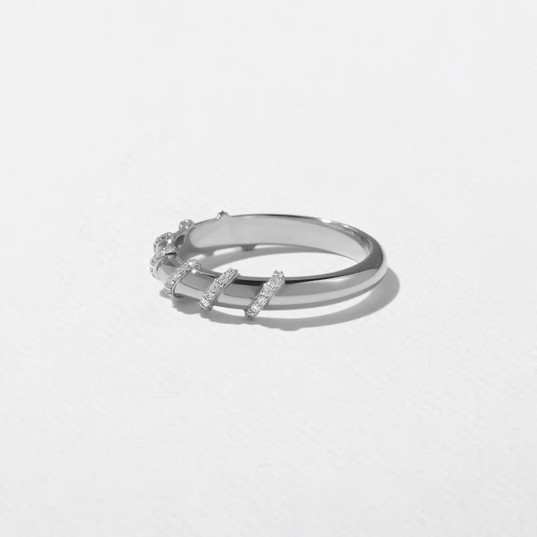 Delta- Round Pavé Diamond Wraps Lab Grown Diamond Wedding Band
