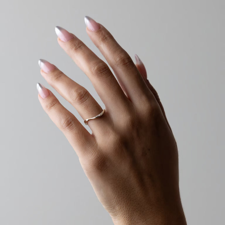 Eira- Round Curved Lab Grown Diamond Wedding Band