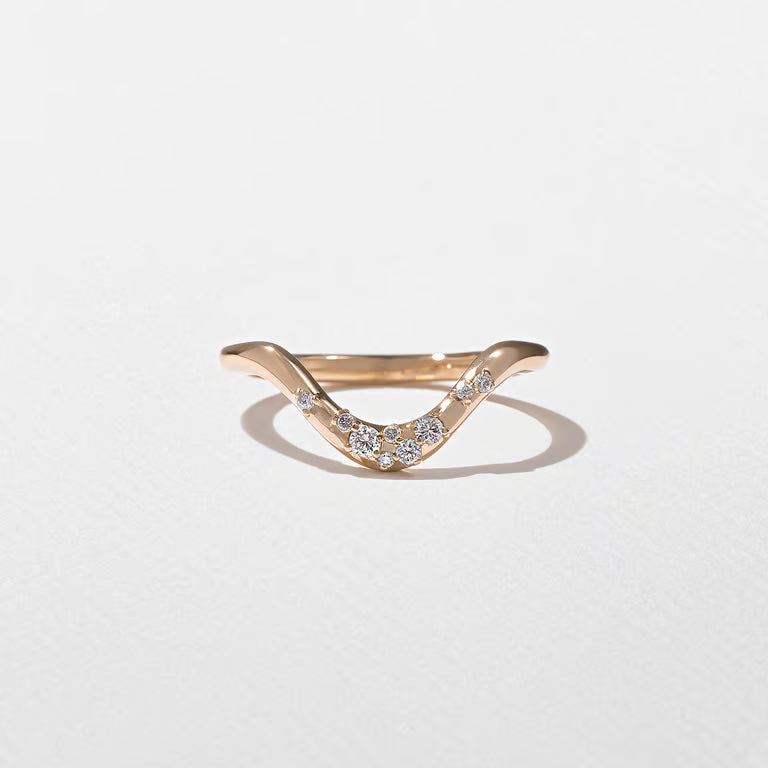 Fern- Round Curved Lab Grown Diamond Wedding Band