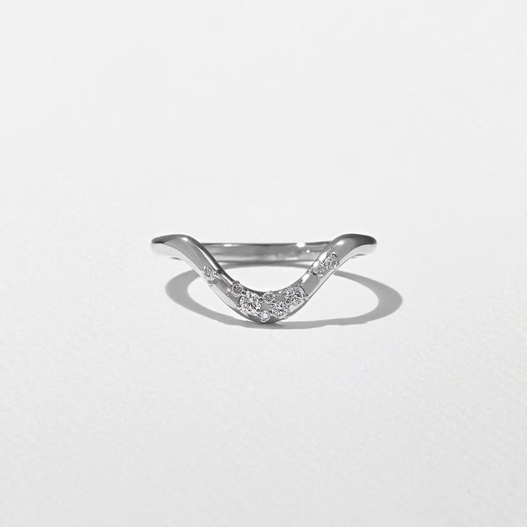 Fern- Round Curved Lab Grown Diamond Wedding Band