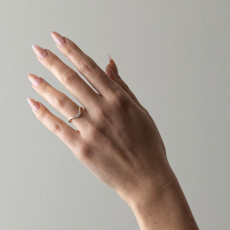 Fern- Round Curved Lab Grown Diamond Wedding Band