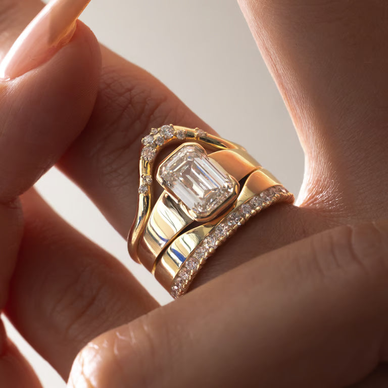 Gwyneth- Round Wide Lab Grown Diamond Wedding Band