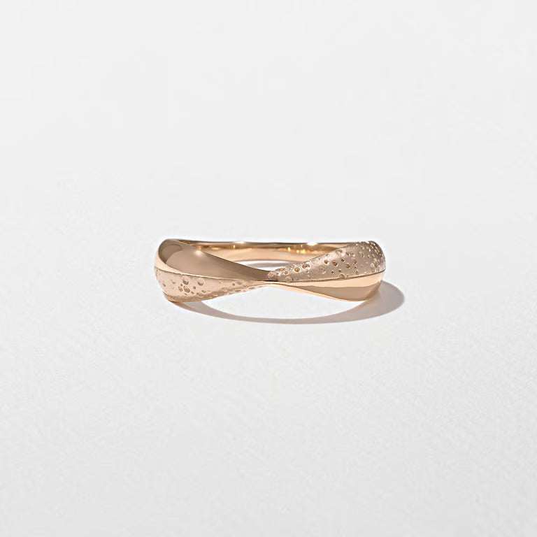 Hestia- Texture Crossover Wedding Band