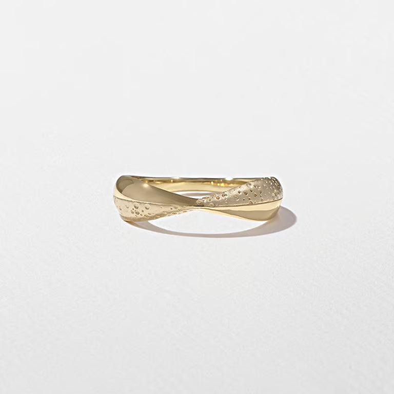 Hestia- Texture Crossover Wedding Band