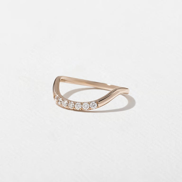 Indigo- Round Curved Lab Grown Diamond Wedding Band