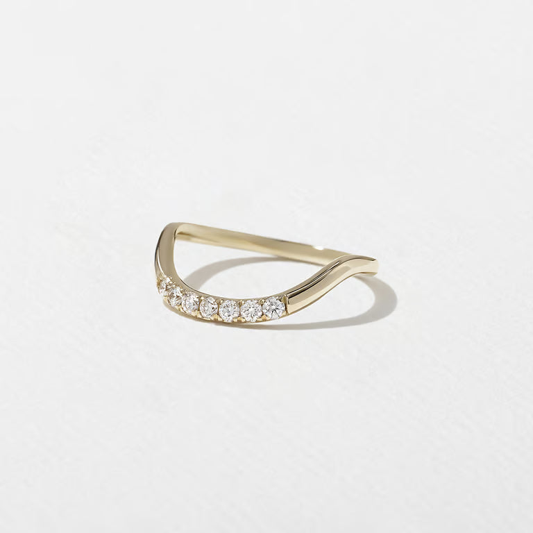 Indigo- Round Curved Lab Grown Diamond Wedding Band