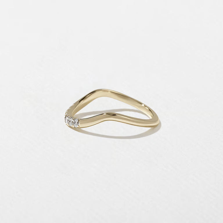 Indigo- Round Curved Lab Grown Diamond Wedding Band