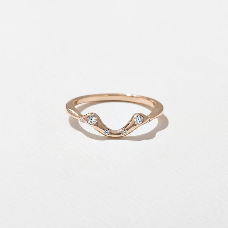 Laurel- Round Unique Curved Lab Grown Diamond Wedding Band