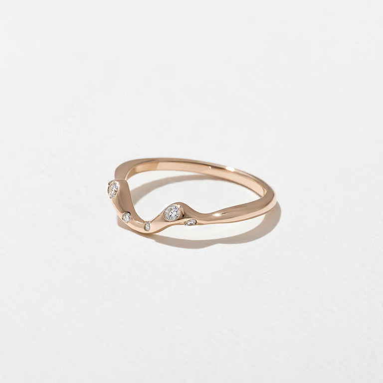 Laurel- Round Unique Curved Lab Grown Diamond Wedding Band