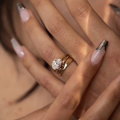 Laurel- Round Unique Curved Lab Grown Diamond Wedding Band