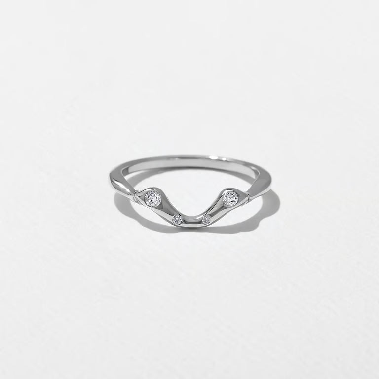 Laurel- Round Unique Curved Lab Grown Diamond Wedding Band
