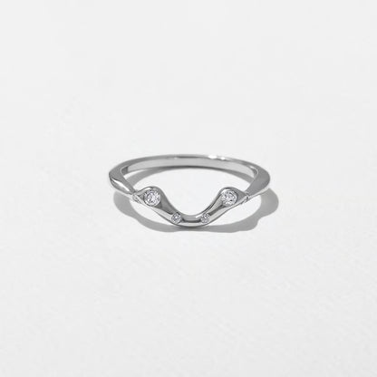 Laurel- Round Unique Curved Lab Grown Diamond Wedding Band