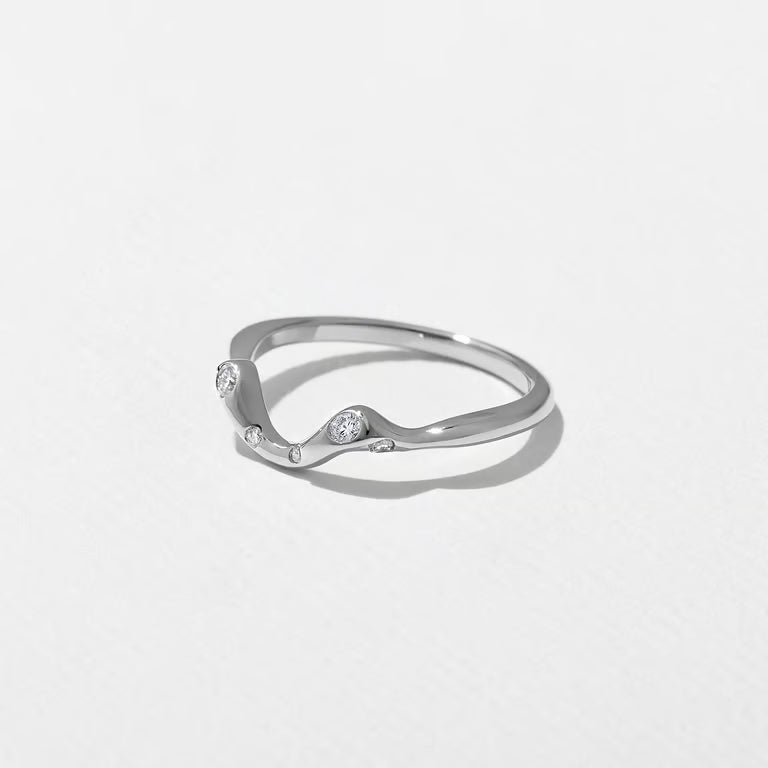 Laurel- Round Unique Curved Lab Grown Diamond Wedding Band