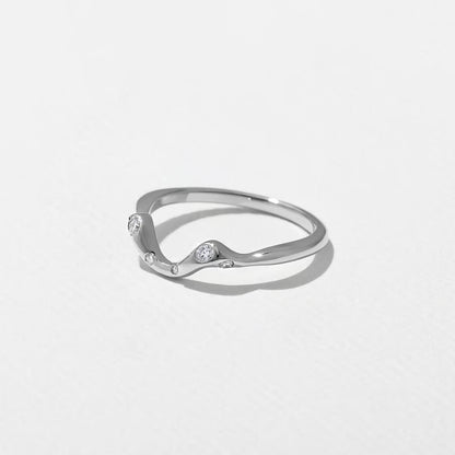 Laurel- Round Unique Curved Lab Grown Diamond Wedding Band