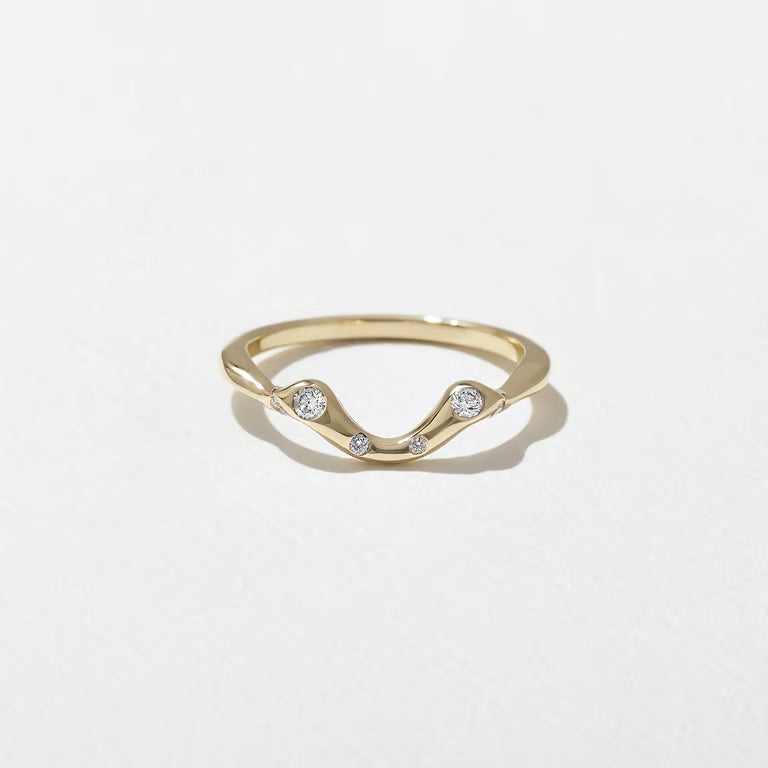 Laurel- Round Unique Curved Lab Grown Diamond Wedding Band
