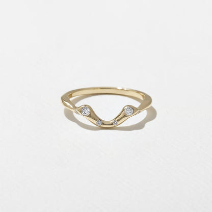 Laurel- Round Unique Curved Lab Grown Diamond Wedding Band