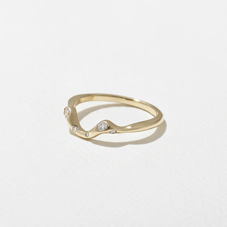 Laurel- Round Unique Curved Lab Grown Diamond Wedding Band